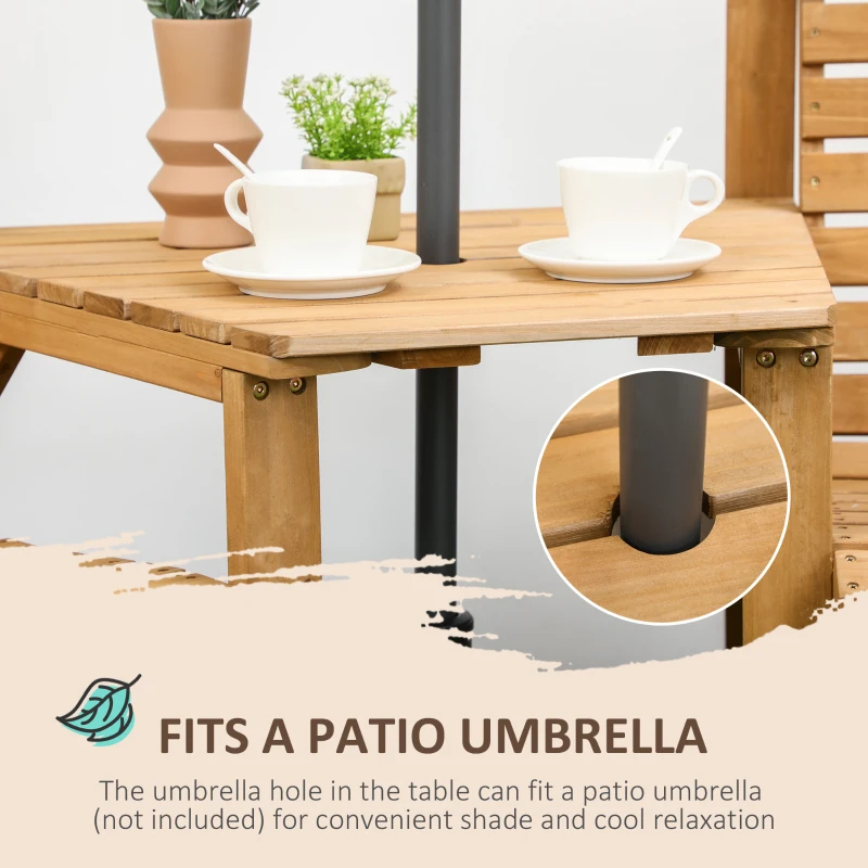 Outsunny 3Pcs Outdoor Bench Set for Backyard, Balcony, Light Brown