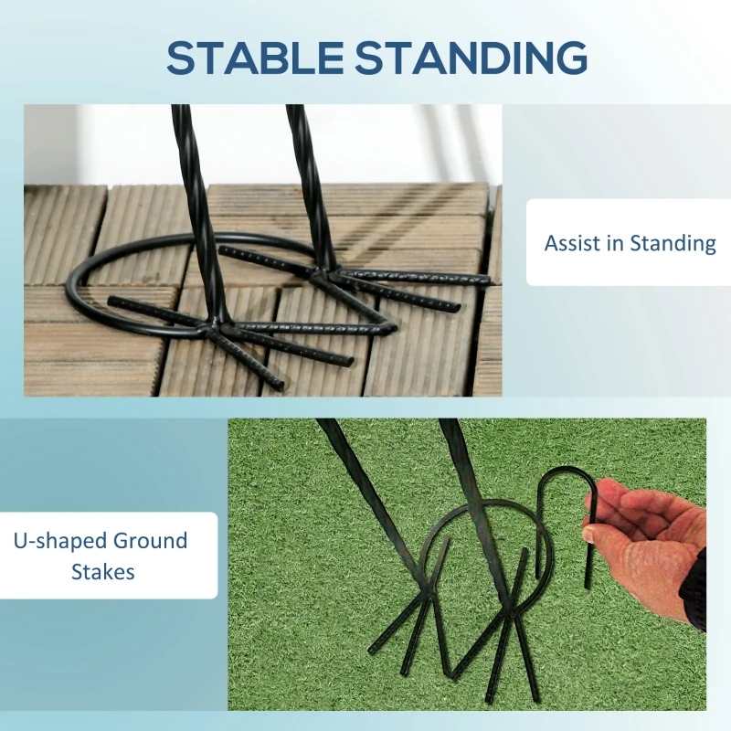 Outsunny Set of 2 Garden Sculptures, Heron Garden Statues for Lawn, Patio, Backyard Decoration, 35.5" & 40.5", White & Black