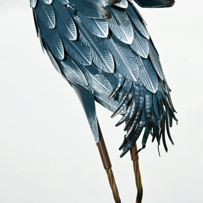 Outsunny Heron Garden Statues Set of 2, 29" & 27.5" Metal Standing Bird Sculptures, Elegant Yard Art Decor for Patio, Lawn, Backyard Landscape