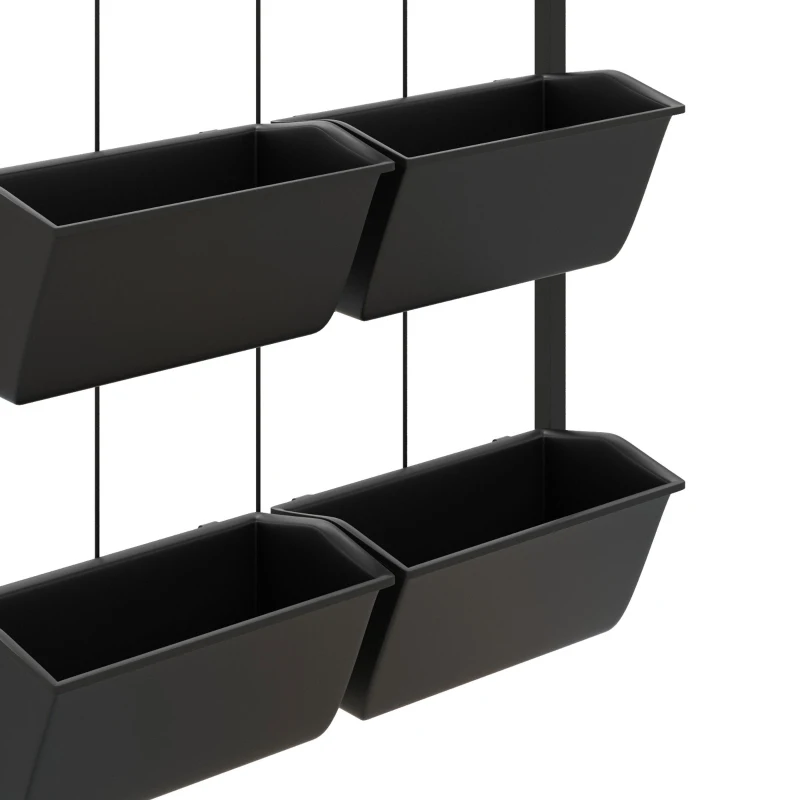 Outsunny 3-Tier Hanging Planter with 6 Pots for Indoor and Outdoor Use, Wall Planter, Self Draining & Wall Mounted, Black
