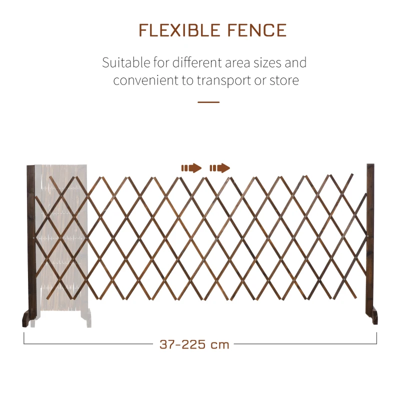 Outsunny Expanding Garden Fencing Freestanding Wooden Movable Fence Trellis, Dark Brown