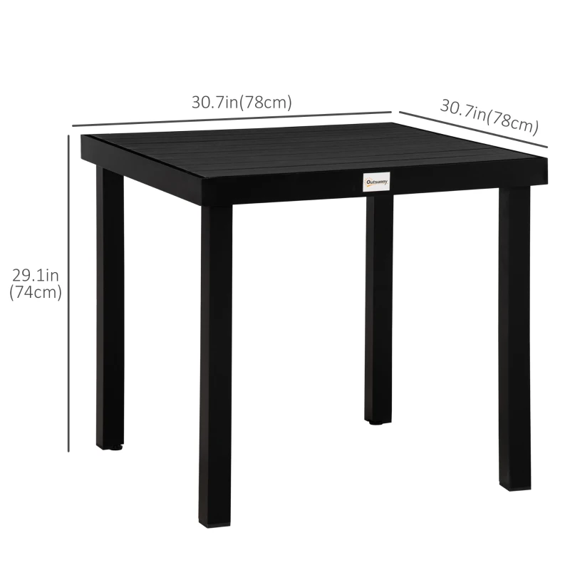 Outsunny Patio Dining Table for 4, Square Aluminum Outdoor Table for Garden Lawn Backyard, Black