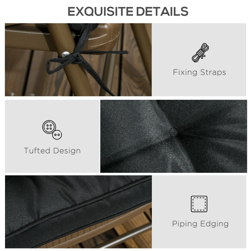 Outsunny Replacement Cushions for Rattan Furniture, 4 Piece Outdoor Seat Cushion Pad for Patio Set, Black