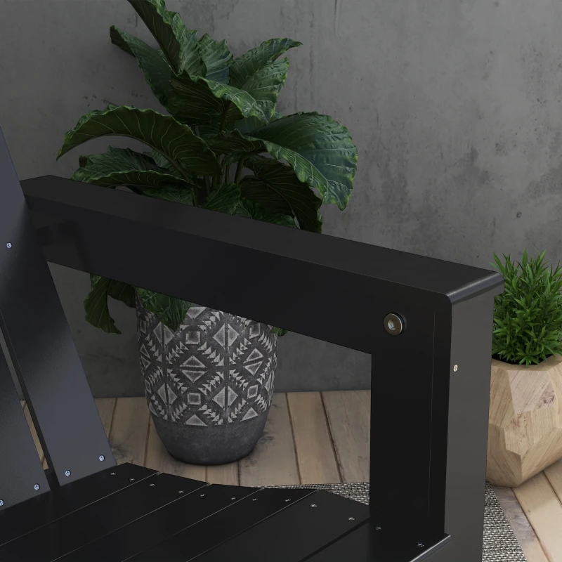 Outsunny Adirondack Chair Patio Muskoka Chair, Outdoor Poplar Wood Fire Pit Chair, Pre-Assembled Backrest Chaise Adirondack with High-back, Large Seat, for Deck, Garden, Black