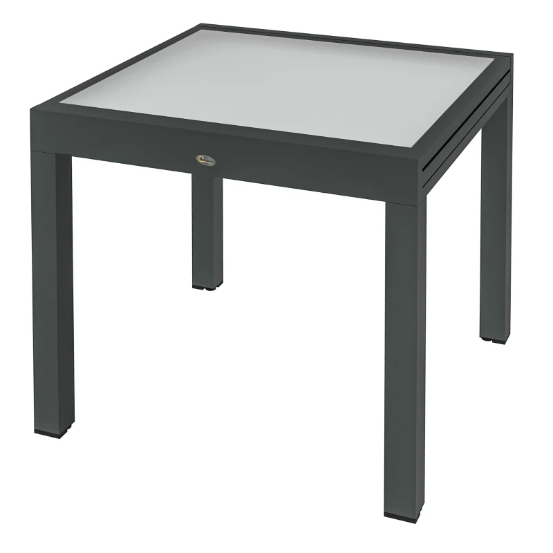 Outsunny Extendable Patio Dining Table, Tempered Glass Aluminum Outdoor Table for Garden Lawn Backyard, Clear