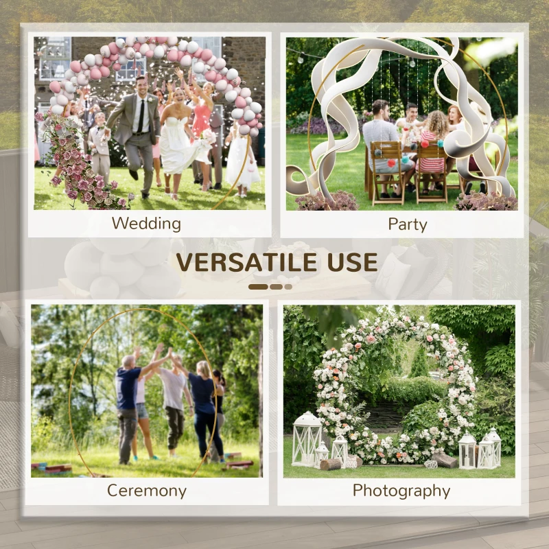 Outsunny 6.6FT Gold Backdrop Stand, Round Metal Wedding Arch for Birthday Party, Bridal Shower, Graduation, Ceremony