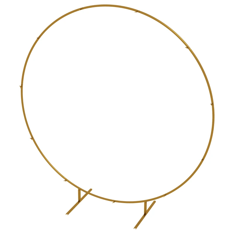 Outsunny 6.6FT Gold Backdrop Stand, Round Metal Wedding Arch for Birthday Party, Bridal Shower, Graduation, Ceremony