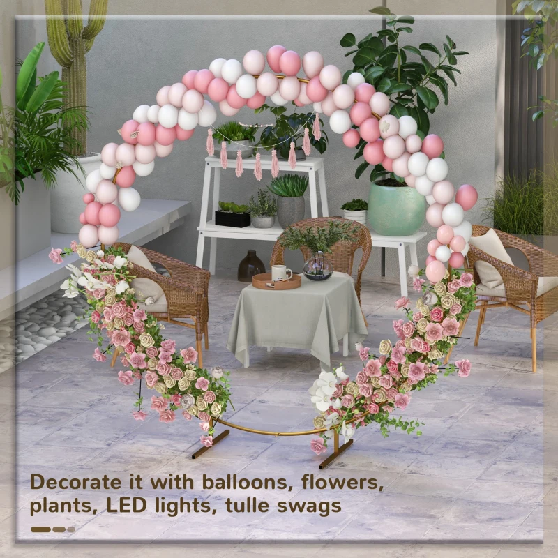Outsunny 6.6FT Gold Backdrop Stand, Round Metal Wedding Arch for Birthday Party, Bridal Shower, Graduation, Ceremony