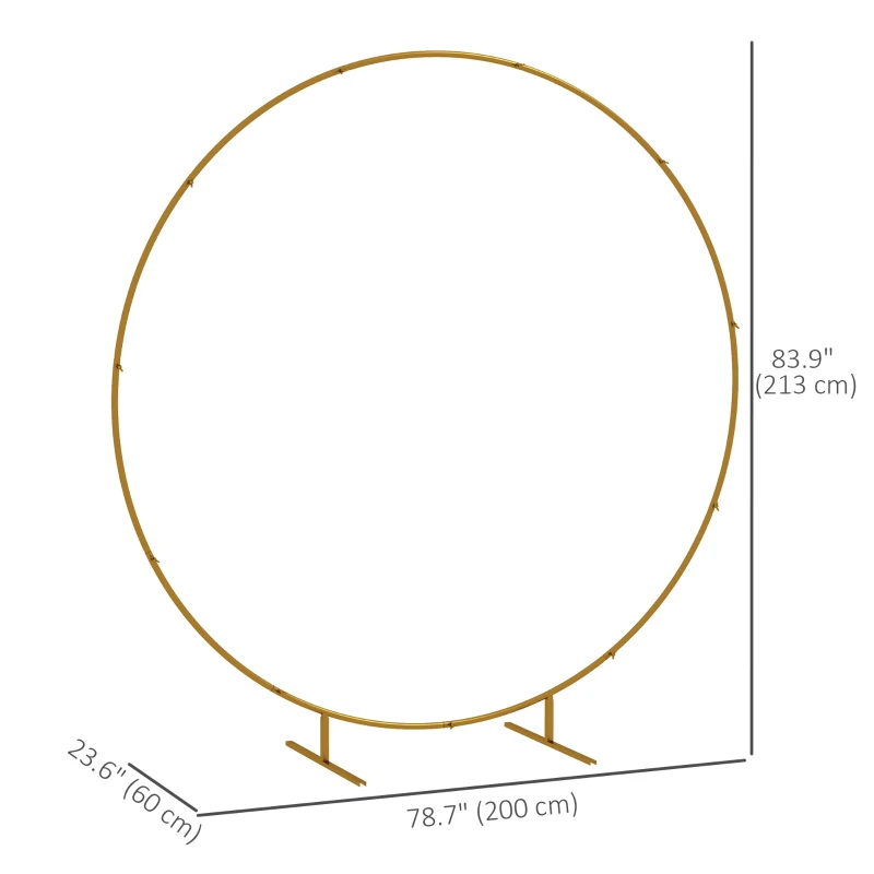 Outsunny 6.6FT Gold Backdrop Stand, Round Metal Wedding Arch for Birthday Party, Bridal Shower, Graduation, Ceremony