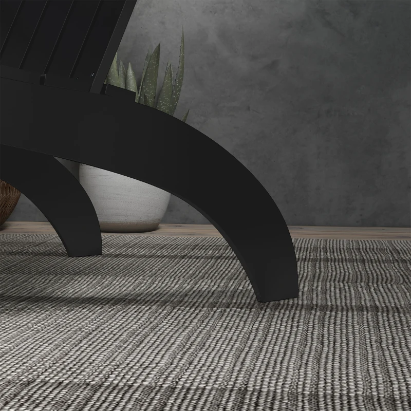 Outsunny Adirondack Chair Patio Muskoka Chair, Outdoor Poplar Wood Fire Pit Chair, Pre-Assembled Backrest Chaise Adirondack with High-back, Large Seat, for Deck, Garden, Black