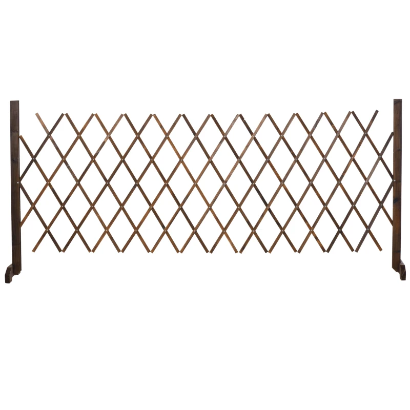 Outsunny Expanding Garden Fencing Freestanding Wooden Movable Fence Trellis, Dark Brown