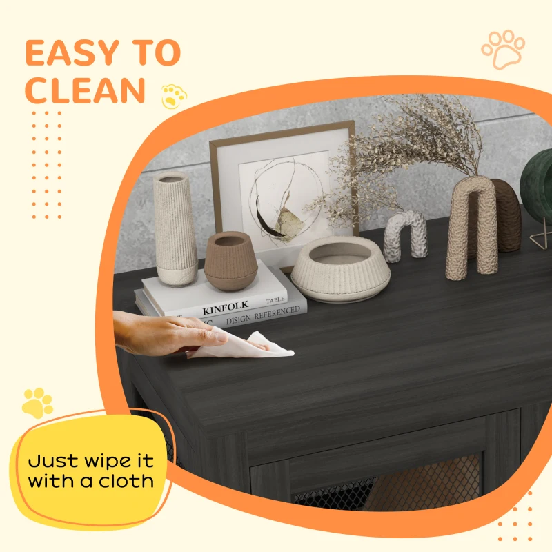 PawHut Pet Crate End Table with Water-resistant Cushion or Large Medium Dogs, Black