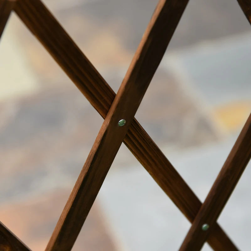 Outsunny Expanding Garden Fencing Freestanding Wooden Movable Fence Trellis, Dark Brown