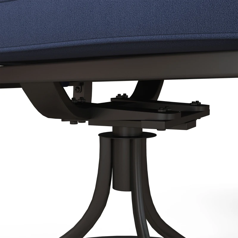 Outsunny 2 Pieces Patio Swivel Chairs with Cushion, Outdoor Swivel Rocker with Curved Armrests, Backrest for Garden, Balcony, Porch, Navy Blue