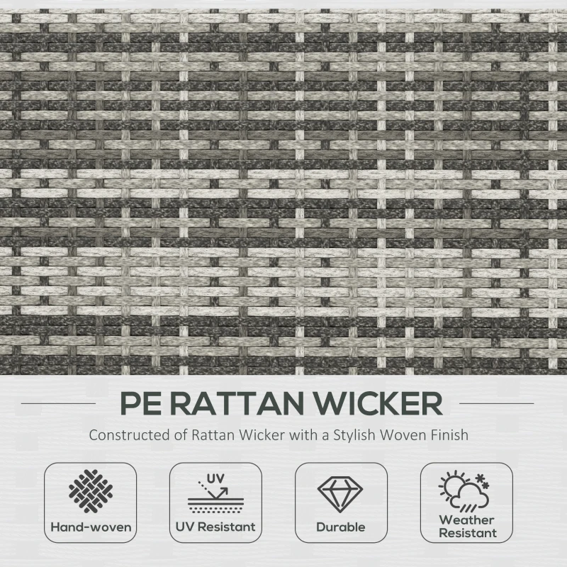 Outsunny 7pc Garden Wicker Sectional Set w/ Tea Table Patio Rattan Lounge Sofa Outdoor Deck Furniture Blue