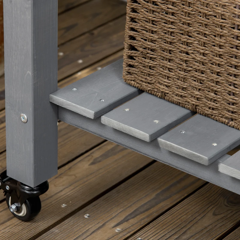 Outsunny Mobile Raised Garden Bed Elevated Wood Planter Box w/ Lockable Wheels, Storage Shelf  for Herbs Vegetables, Dark Grey