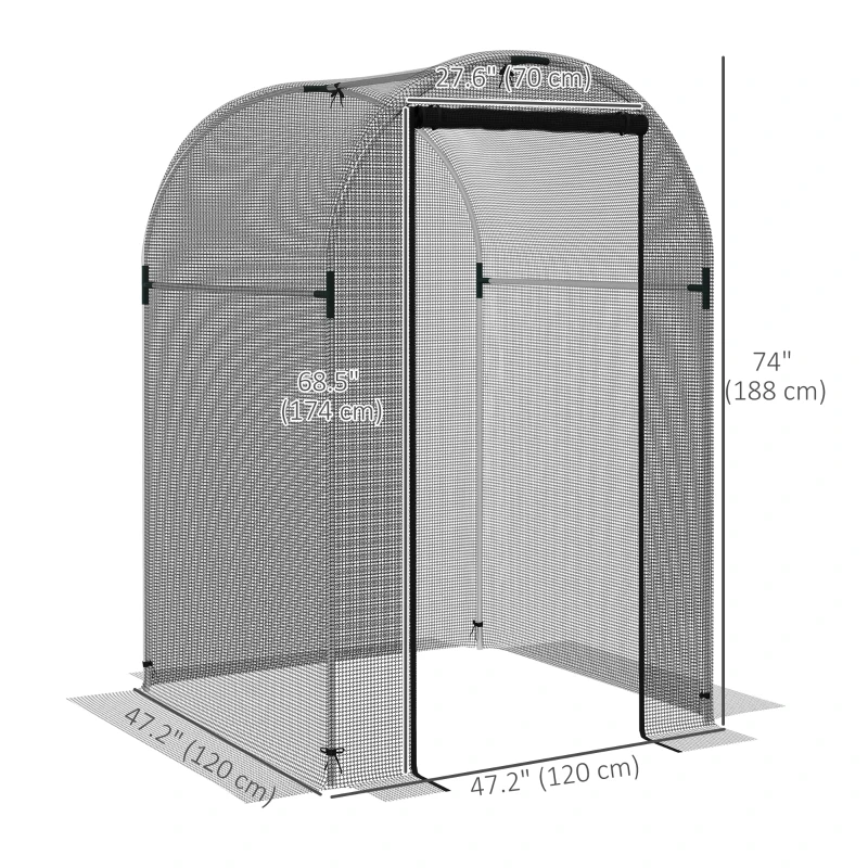 Outsunny Galvanized Steel Crop Cage, Plant Protection Tent with Zippered Door, 4' x 4', Black