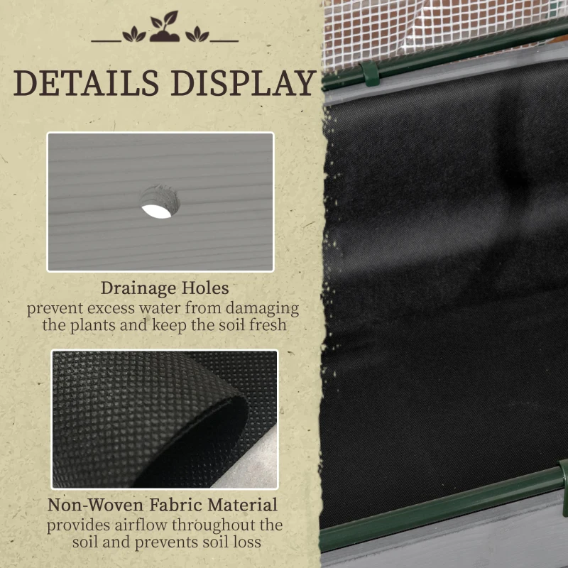 Outsunny Raised Garden Bed with PE Greenhouse Cover Outdoor Planter Box for Herbs and Vegetables, 48 x 22 x 46 inch, Dark Gray