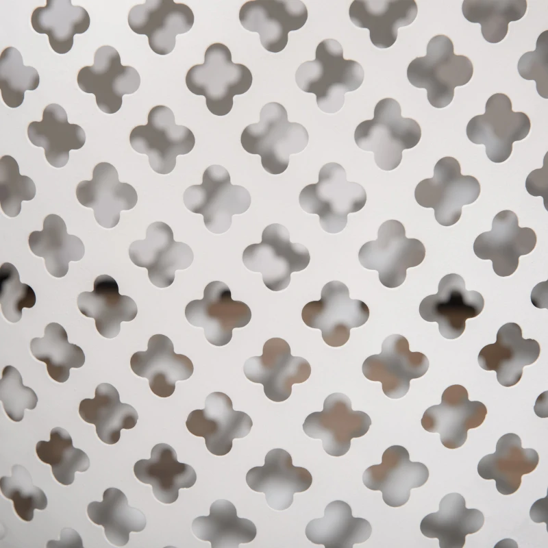 Outsunny 12.5" Steel Patio End Table, Round Hollow Drum Side Table, Accent Table for Indoor and Outdoor, White