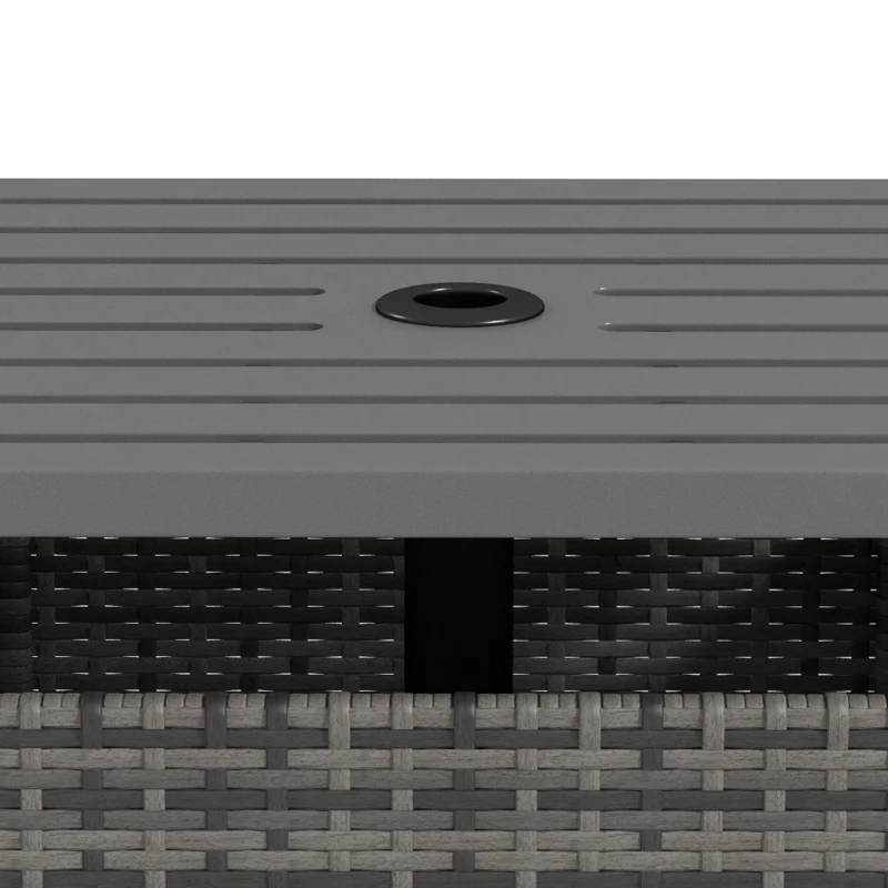 Outsunny Rattan Coffee Wicker Patio Table w/ Umbrella Hole for Backyard Mixed-Grey