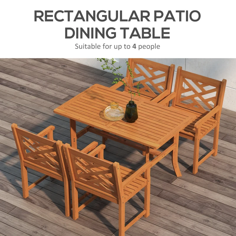 Outsunny Outdoor Patio Dining Set, 4 Seater Wood Dining Table and Chairs for Backyard, Conservatory, Garden, Poolside, Deck, Teak