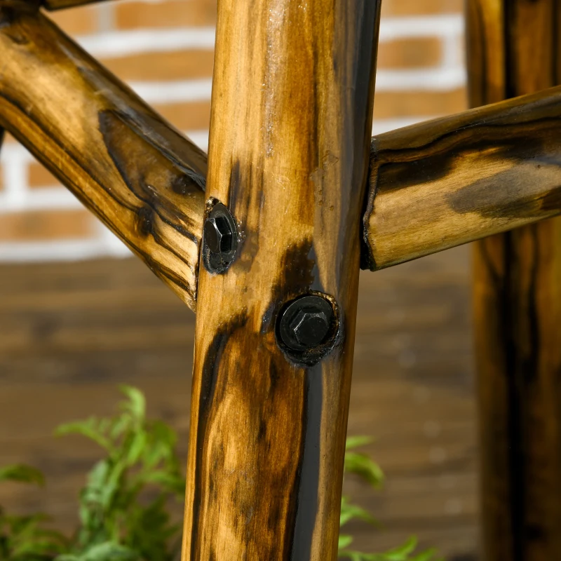 Outsunny Windmill Weather Vane, Wind Vane with Bottom Shelf, Steel Windmill Head, Stained Wood