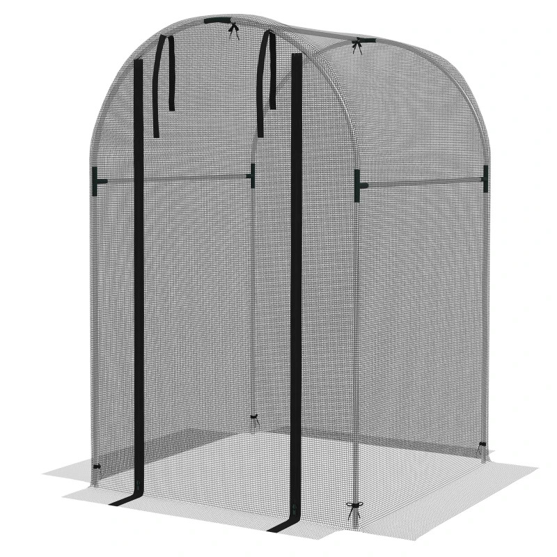 Outsunny Galvanized Steel Crop Cage, Plant Protection Tent with Zippered Door, 4' x 4', Black