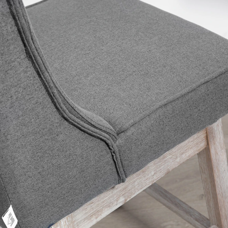 HOMCOM Swivel Bar Stools Set of 2, 27" Counter Height Stools with Linen Upholstery and Button Tufted Design for Kitchen