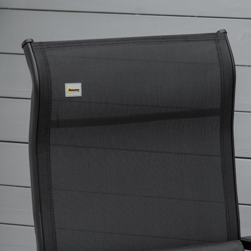 Outsunny Outdoor Recliner Lounge Chair with Adjustable Backrest, Cushion, Black