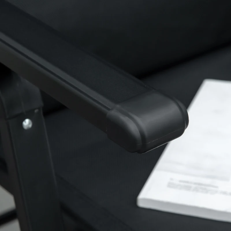 Outsunny Outdoor Recliner Lounge Chair with Adjustable Backrest, Cushion, Black