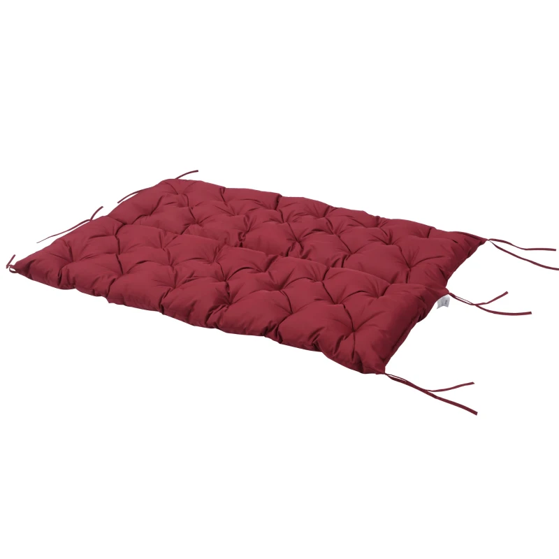 Outsunny 59" x 38" Tufted Bench Cushion for Outdoor Furniture, 3-Seater Replacement for Swing Chair, Patio Sofa/Couch, Wine Red