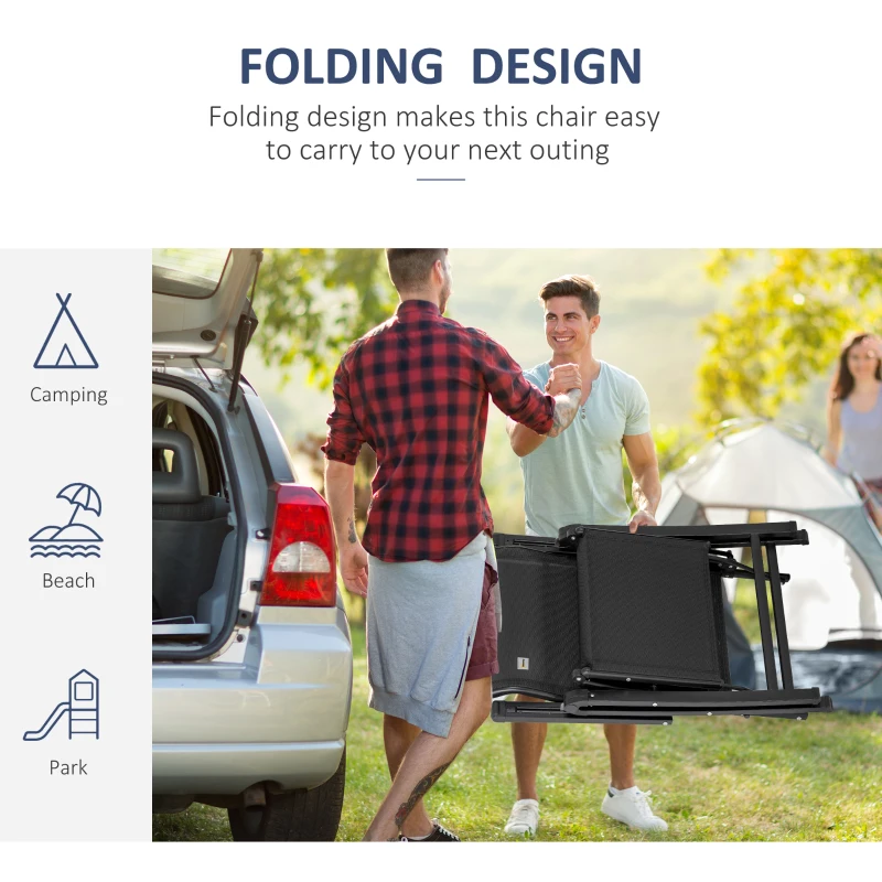 Outsunny Outdoor Recliner Lounge Chair with Adjustable Backrest, Cushion, Black