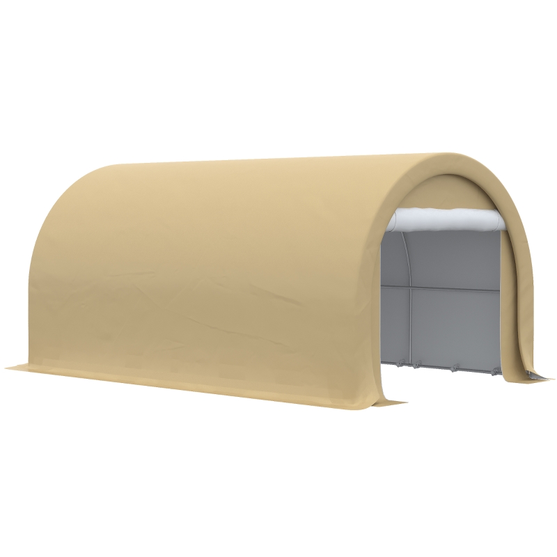 Outsunny 10' x 16' Heavy Duty Portable Carport Tent with Zippered Door, PE Cover for Car, Boat, Motorcycle, Bike, Beige