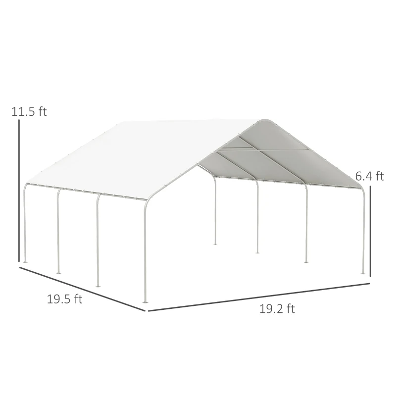Outsunny 19' x 19.5' Carport, Portable Garage and Patio Canopy Tent, Anti-UV Cover for Car, Truck, Boat, Catering, Wedding