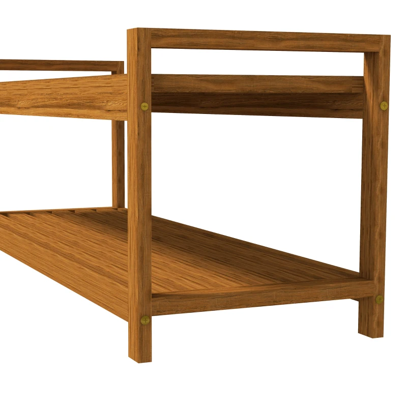 Outsunny Garden Stool with Storage Shelf, Slatted Seat for Indoor Conservatory, Garden, Poolside, Deck, Teak