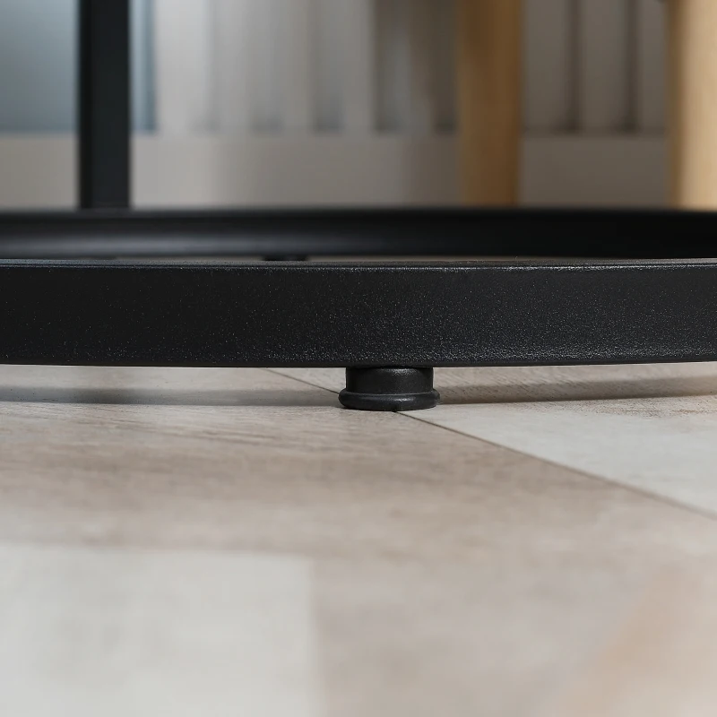 HOMCOM Nesting Coffee Tables Set of 2, Round Coffee Table with Metal Frame, Living Room Tables, Grey Wood Grain