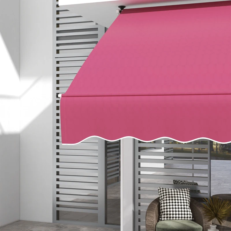 Outsunny 6.6'x5' Manual Retractable Patio Awning Sun Shelter Window Door Deck Canopy, Water Resistant UV Protector, Wine Red