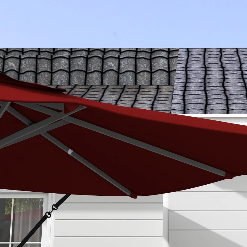 Outsunny 13 FT Cantilever Umbrella, Aluminum Hanging Offset Umbrella with 360°Rotation, Crank, Tilt, Cross Base, Red