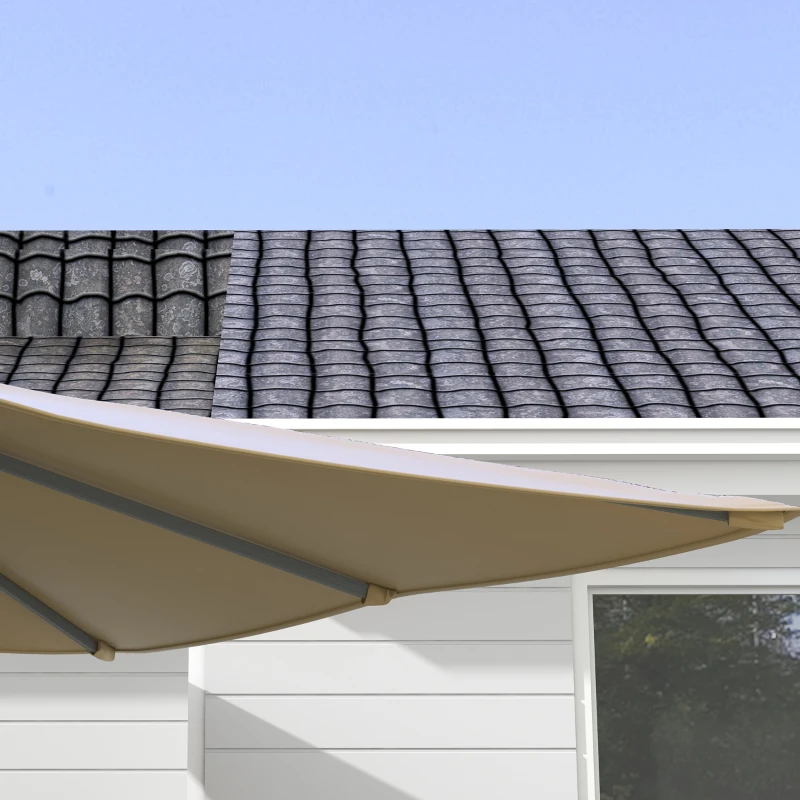 Outsunny 13 FT Cantilever Umbrella, Aluminum Hanging Offset Umbrella with 360°Rotation, Crank, Tilt, Cross Base, Khaki