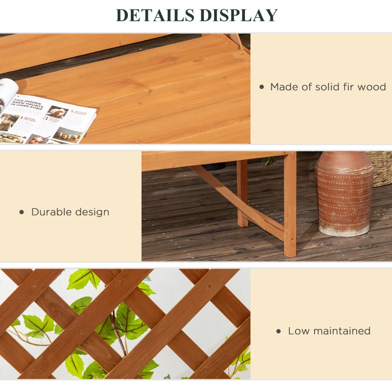 Outsunny Patio Garden Bench, Wooden Bench, Outdoor Bench for Vines/Climbing Plants, Brown