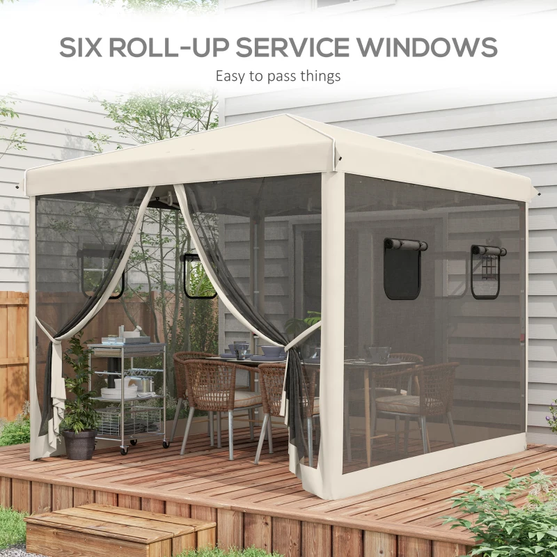 Outsunny 10' x 10' Pop Up Canopy Tent, Instant Sun Shelter with Netting, Windows and Carry Bag, Height Adjustable