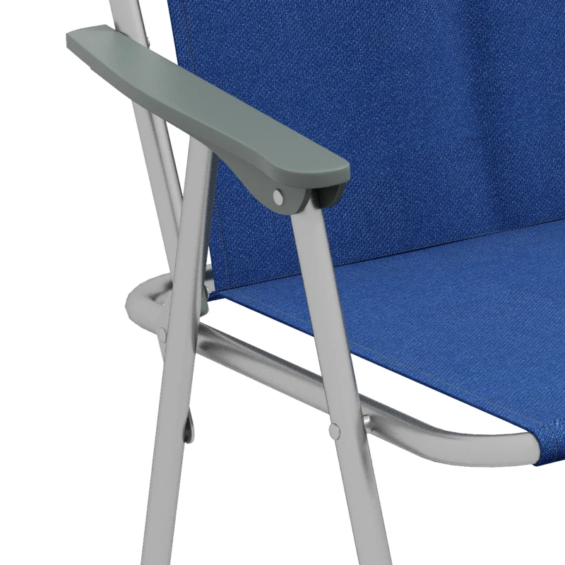 Outsunny 4 Pack Outdoor Folding Chair Set, Portable Camping Chairs with Armrest, Oxford Fabric Seat, Outdoor Chairs, Dark Blue