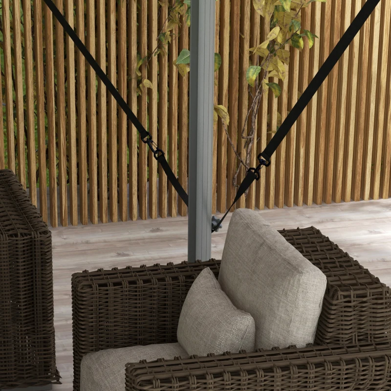 Outsunny 13 FT Cantilever Umbrella, Aluminum Hanging Offset Umbrella with 360°Rotation, Crank, Tilt, Cross Base, Red