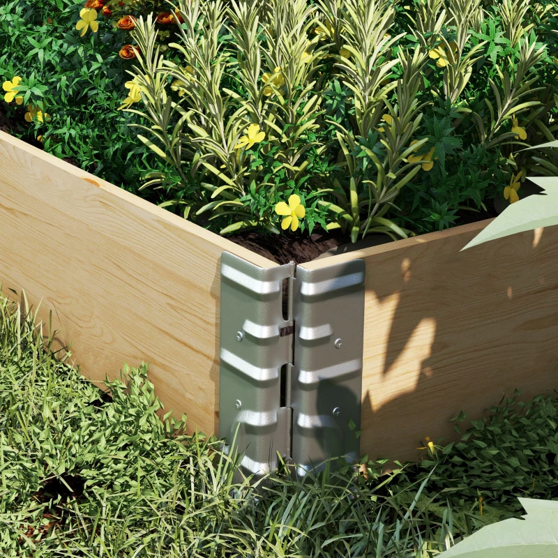 Outsunny Raised Garden Bed, Foldable Wooden Planters for Outdoor Vegetables, Flowers, Herbs, Plants, Easy Assembly