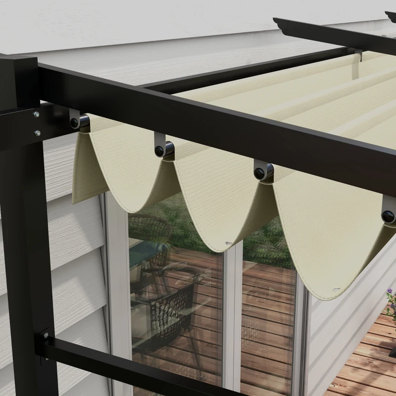 Outsunny Metal Pergola with Sliding Roof Canopy, Retractable Pergola Canopy, 10' x 13', Beige
