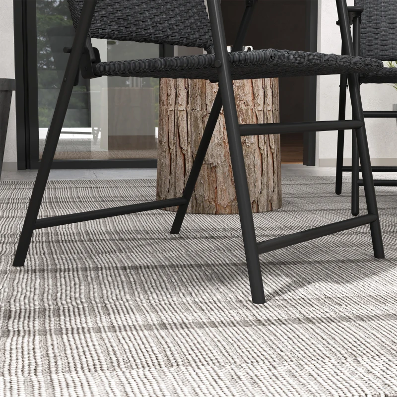 Outsunny Outdoor Wicker Dining Chair Set of 2 with Steel Frame Black