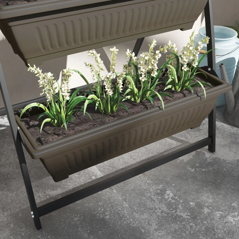 Outsunny 4-Tier Vertical Raised Garden Planter with 4 Boxes, Outdoor Plant Stand Grow Container for Vegetable Flowers, Brown