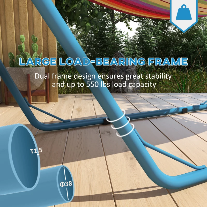 Outsunny Hammock Stand, Portable Adjustable Steel Frame Hammock Stand, Weather Resistant, 10.3', 550 lbs. Capacity, Blue