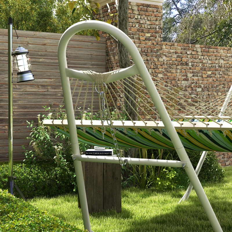 Outsunny Hammock Stand, Portable Adjustable Steel Frame Hammock Stand, Weather Resistant, 10.3', 550 lbs. Capacity, White