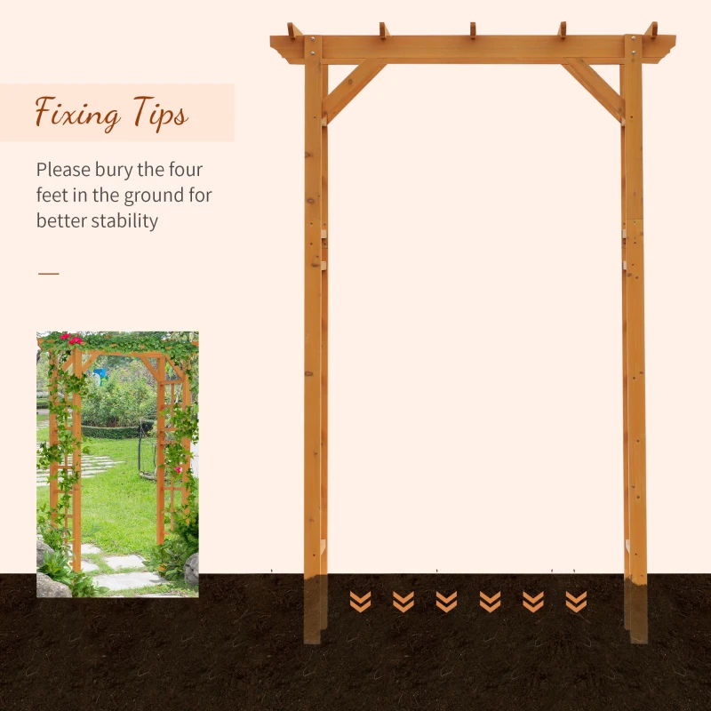 Outsunny 85" Wooden Outdoor Garden Arbour, Garden Arch Trellis for Climbing Vines  for Wedding and Ceremony - Orange
